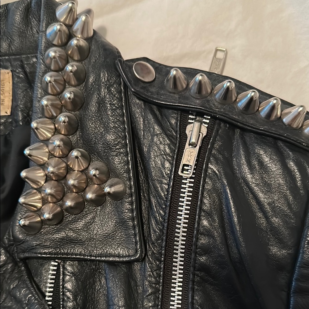 Black Leather Jacket with Spikes - Picture 7 of 7